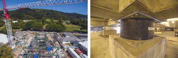 Aerial of National Biocontainment Laboratory construction site and base isolator