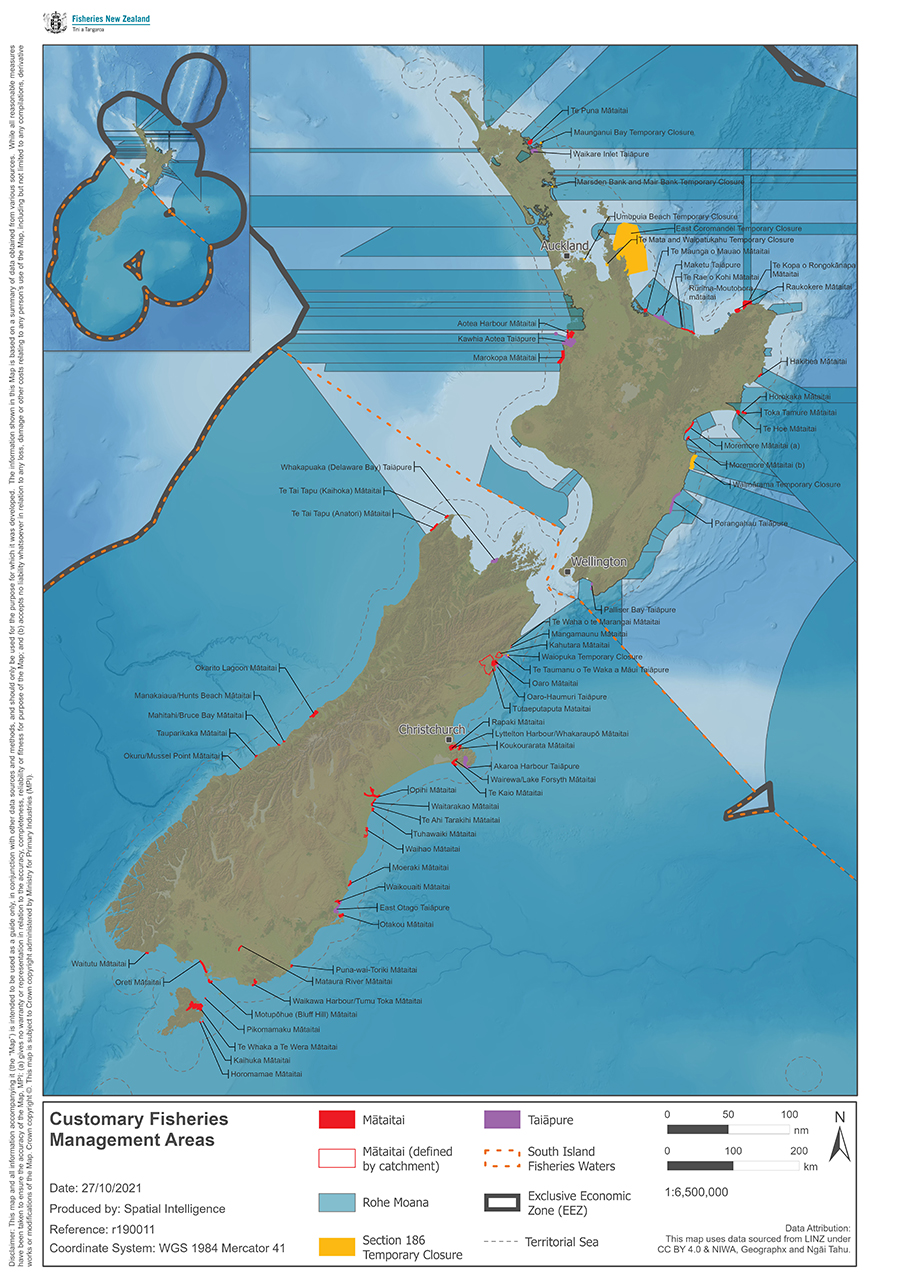 map of New Zealand customary fishing areas