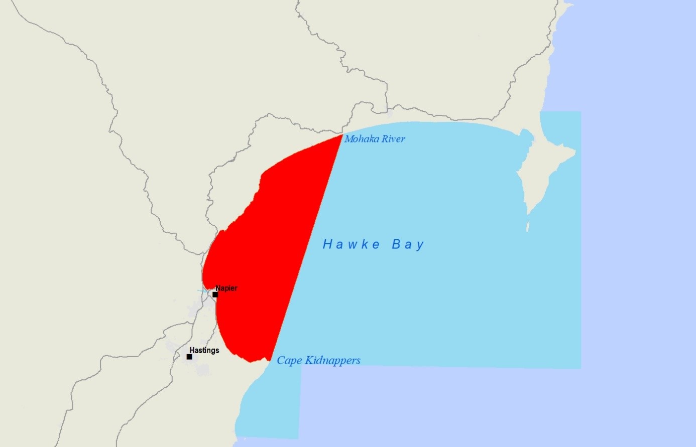 Map showing the affected area