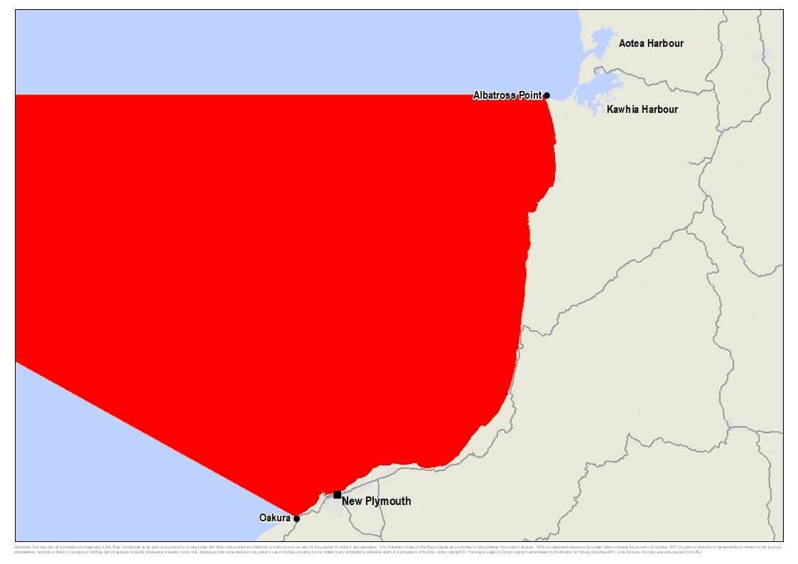 Map highlighting in red the areas affected.