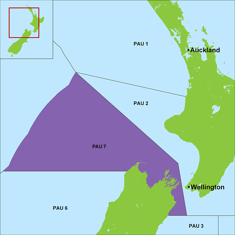Map showing the PAU 7 area shaded in purple.