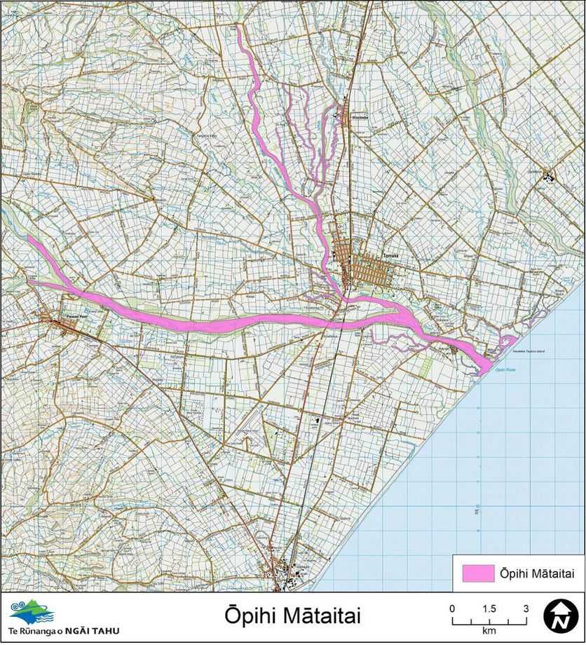 map of Opihi Mataitai reserve.