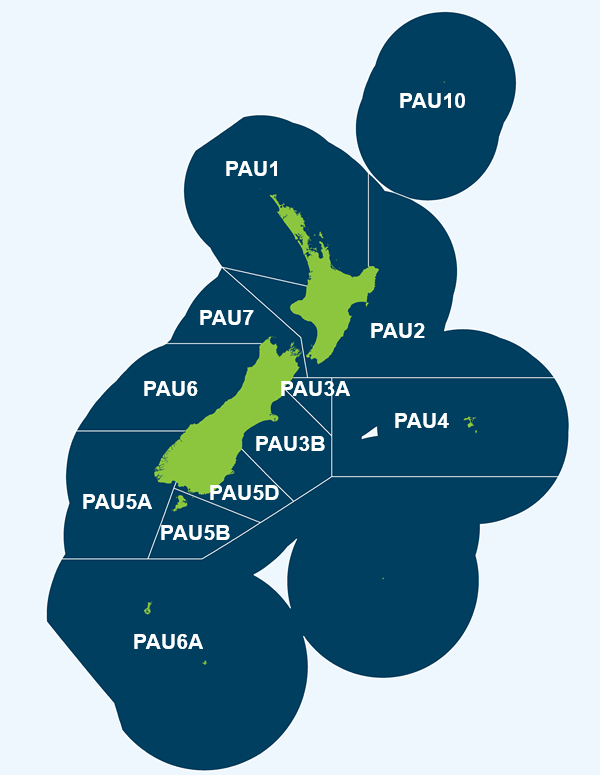 Map showing the different areas.