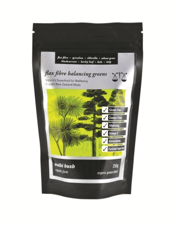 Waihi Bush Organic Farm brand Flax Fibre Balancing Greens (250g)