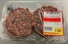 New World Ohakune brand Beef Burger Patties (various weights)