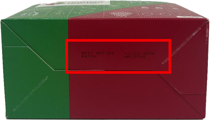 Bottom of the box, where the batch code is.