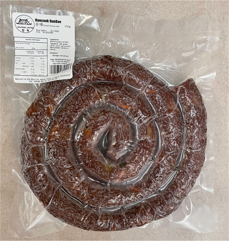 Hancook brand SunDae (Korean black sausage)