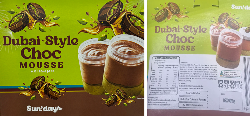 Chocolate mousse packed in a box