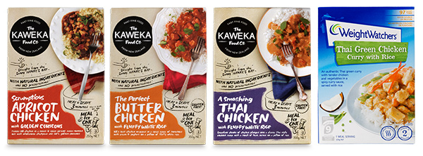 Packets of Kaweka Foods and WeighWatchers branded pre-packaged meals