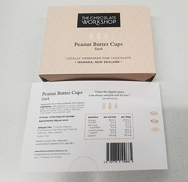The Chocolate Workshop brand Peanut Butter cups - Dark (12 x 28g)