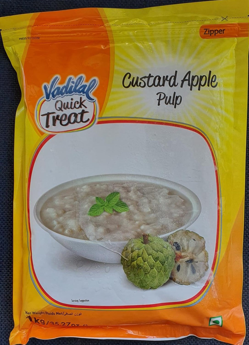 Vadilal Quick Treat brand frozen Custard Apple Pulp (1kg)