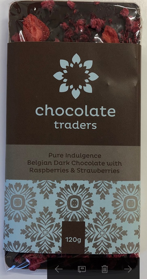 Pure Indulgence Dark Chocolate with Raspberries and Strawberries (120g)