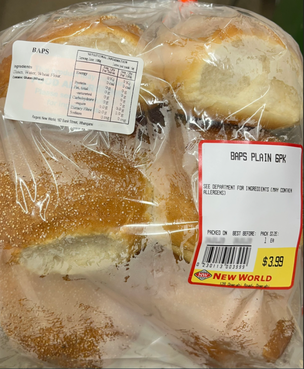 New World brand Baps Plain (6PK)