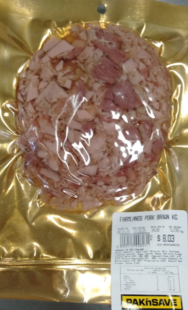 Pack of Pak’n Save Blenheim brand Farmlands Pork Brawn KG