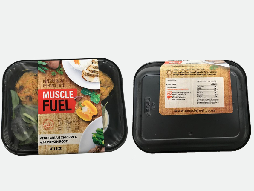 Muscle Fuel brand Vegetarian Chickpea & Pumpkin Rosti on Spinach Salad Lite 255g