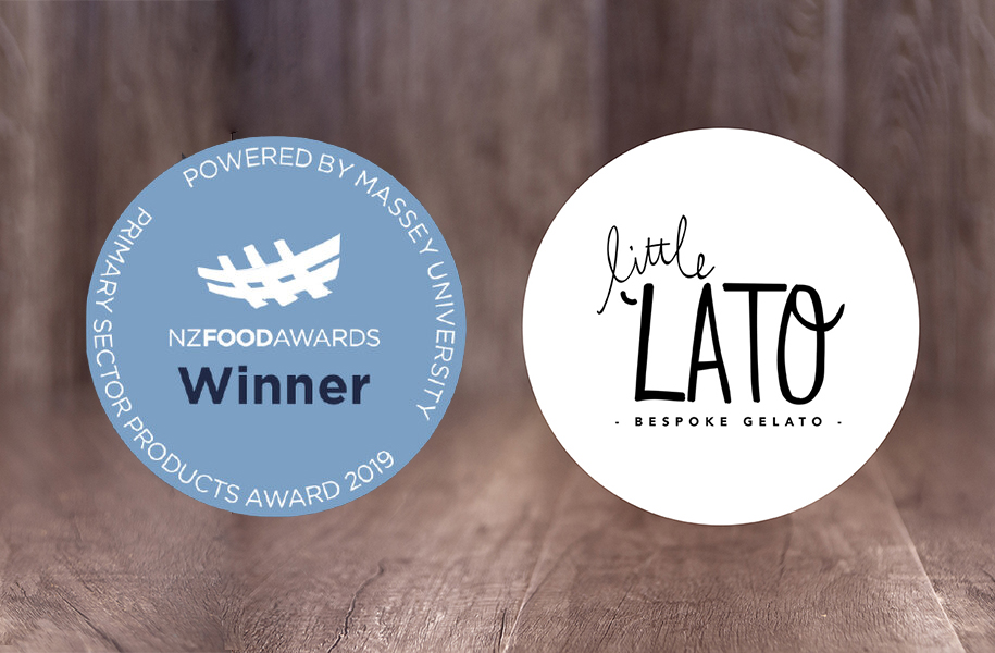 Shows the NZ Food Awards logo on the left and the packet of Little Lato on the right