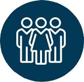 Visible leadership icon with drawing of three people