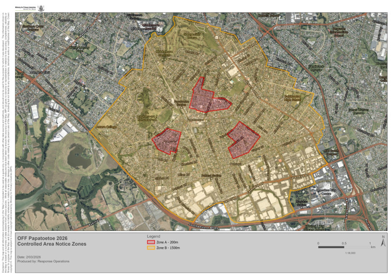 Map of Controlled Area Notice zones