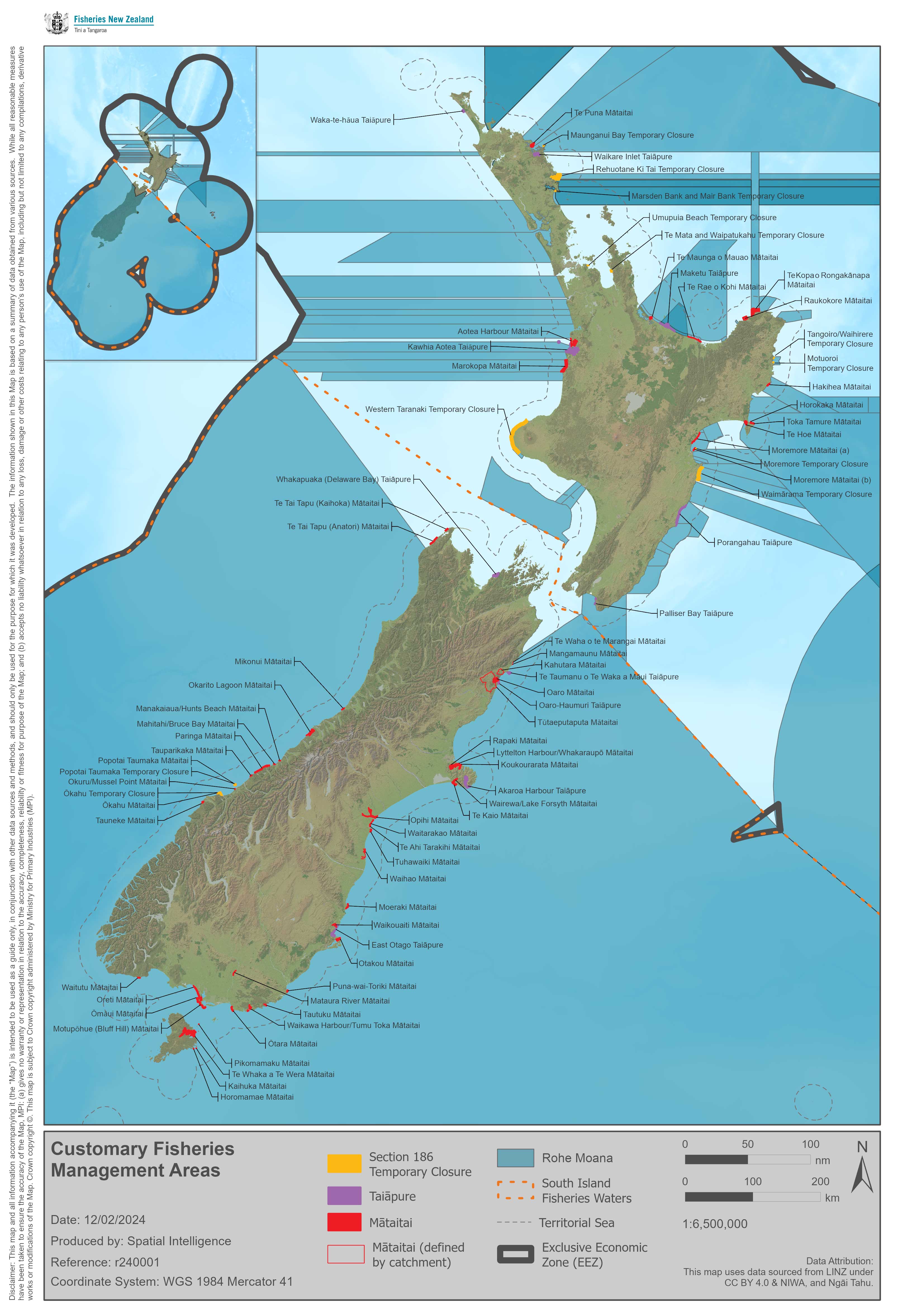 map of New Zealand customary fishing areas