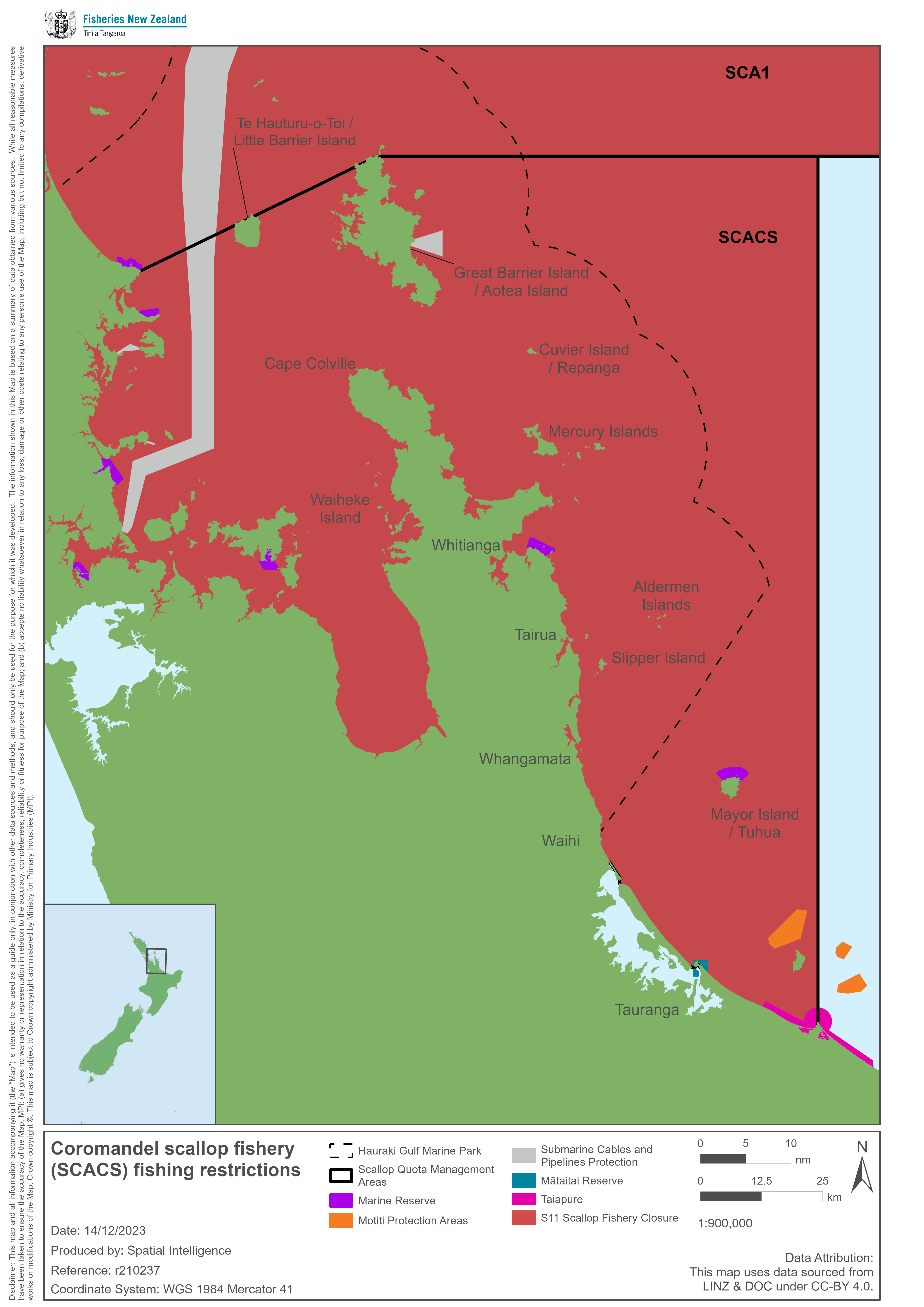 Map of closures in Coromandel Scallops (SCA CS)