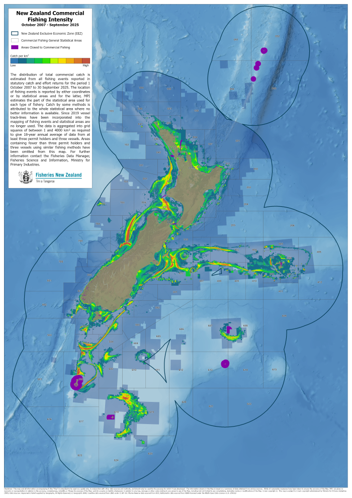 map of distribution of total commercial catch, all methods