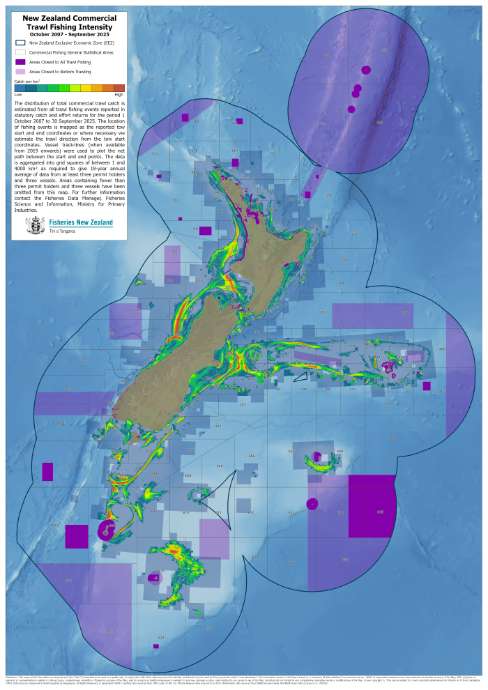 map of distribution of total commercial trawl catch