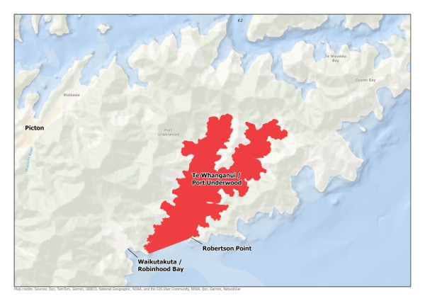 Map of Port Underwood, Marlborough