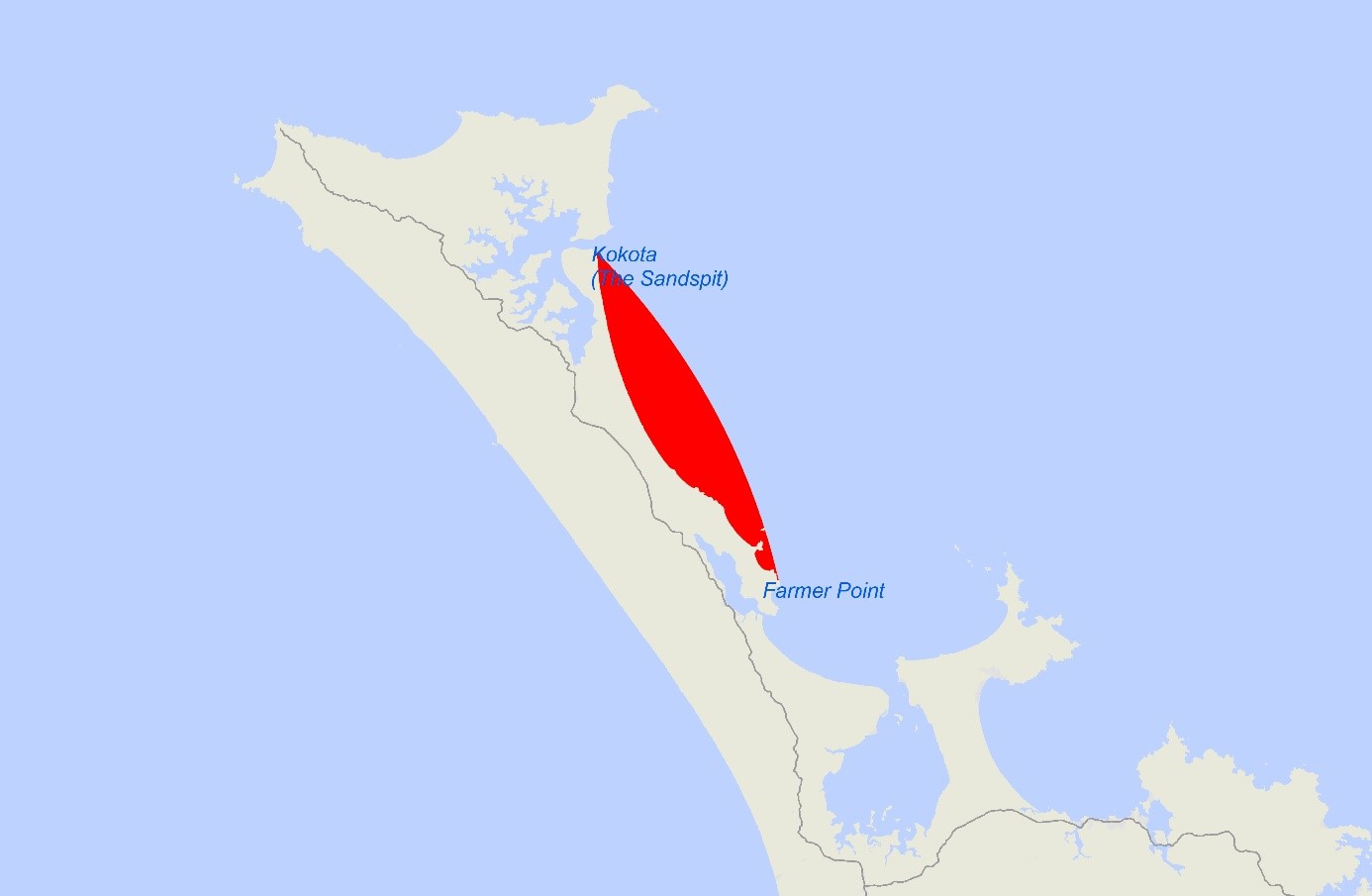 Map highlighting in red the areas affected.