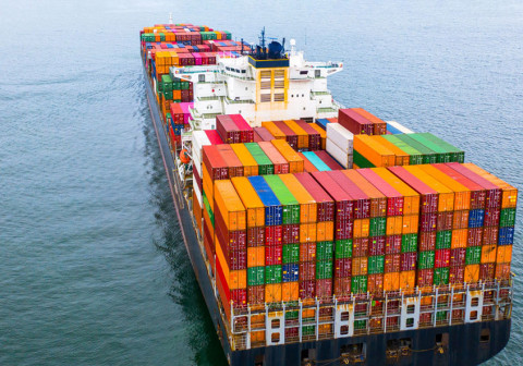 A container ship at sea